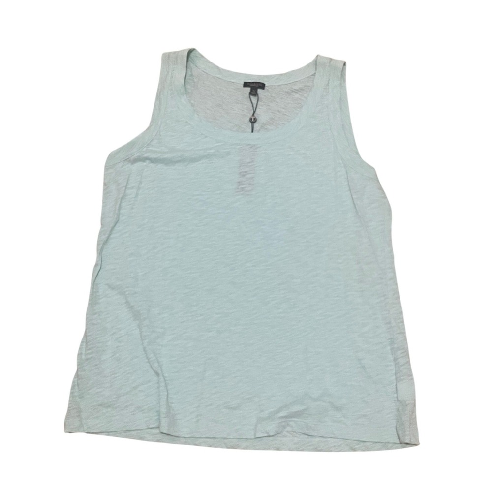 Talbots Women's XL Light Aqua Blue Slub Knit 100% Cotton Scoop Neck Tank Top NWT